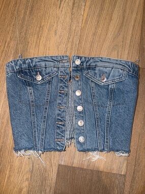Zara Light Blue Denim Waistband Detail - Light Blue